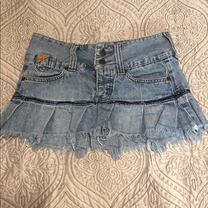 Ezekiel jean pleated bottom mini skirt
